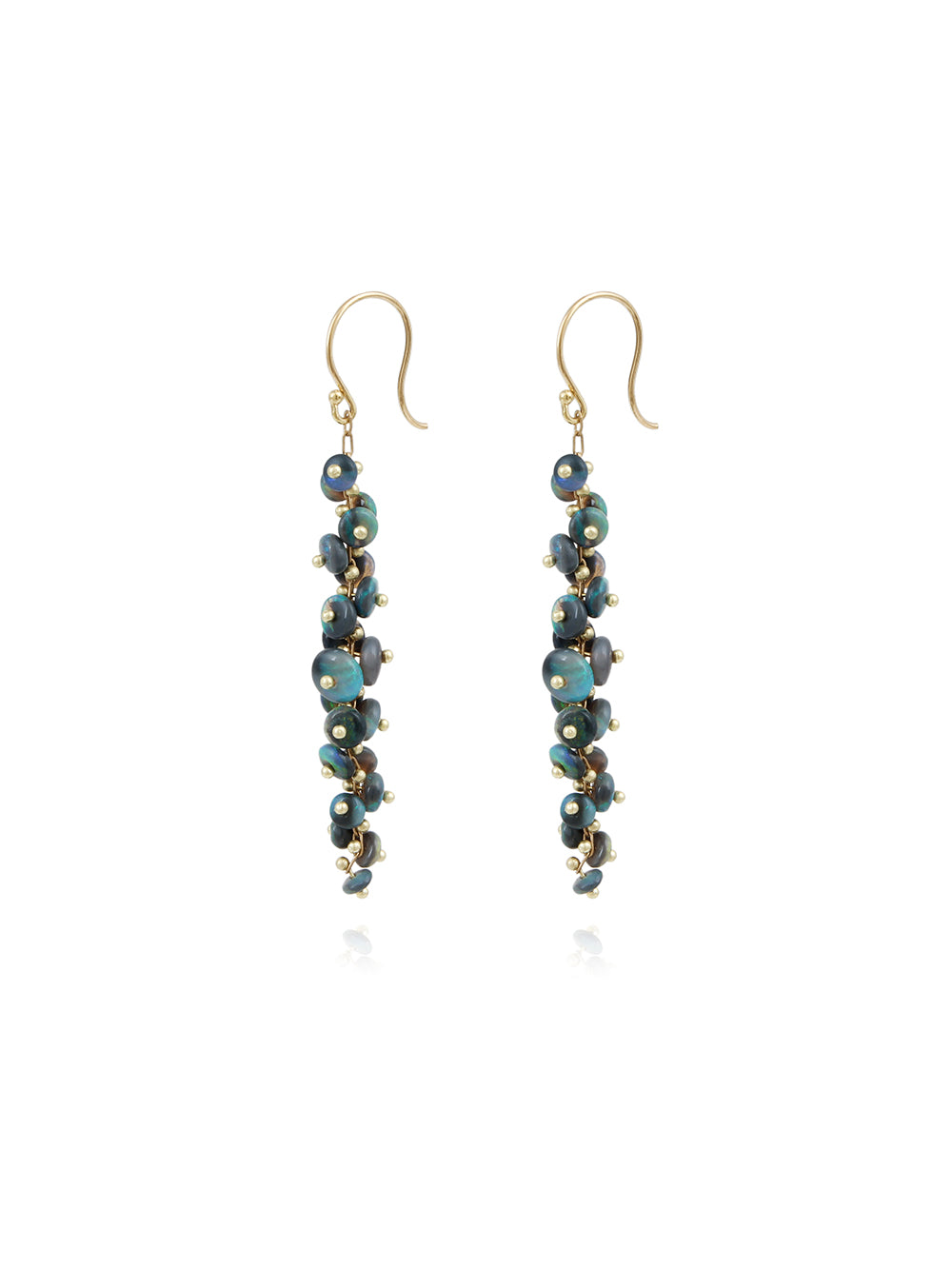 LONG SPIRAL BLACK OPAL EARRINGS