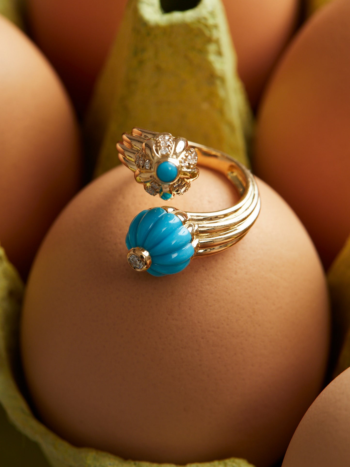 BAGUE DOUBLE GELATO TURQUOISE ET DIAMANTS