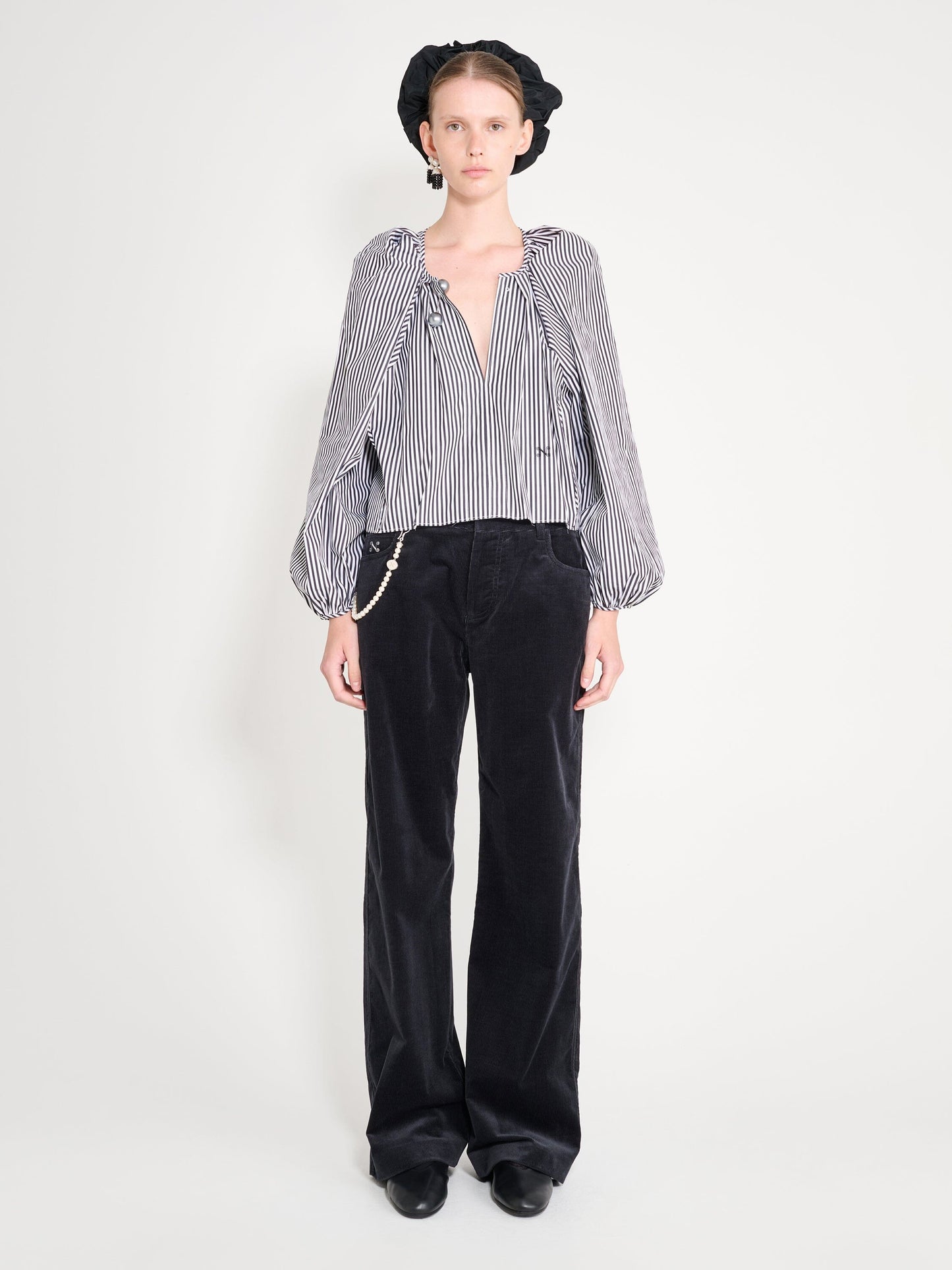 BLOUSE GRAND BAZAAR MINI RAYURES NOIRES