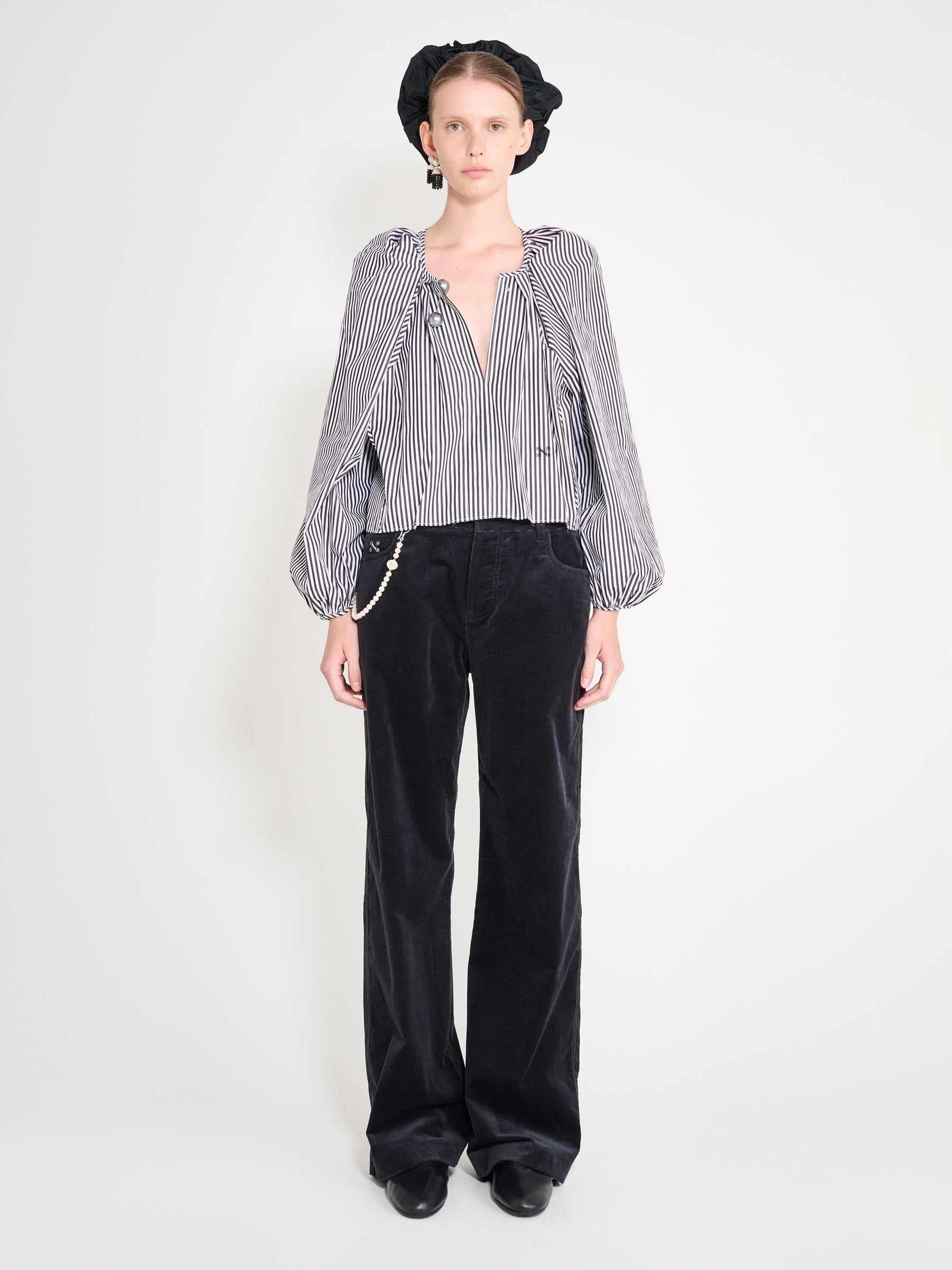 BLOUSE GRAND BAZAAR MINI RAYURES NOIRES