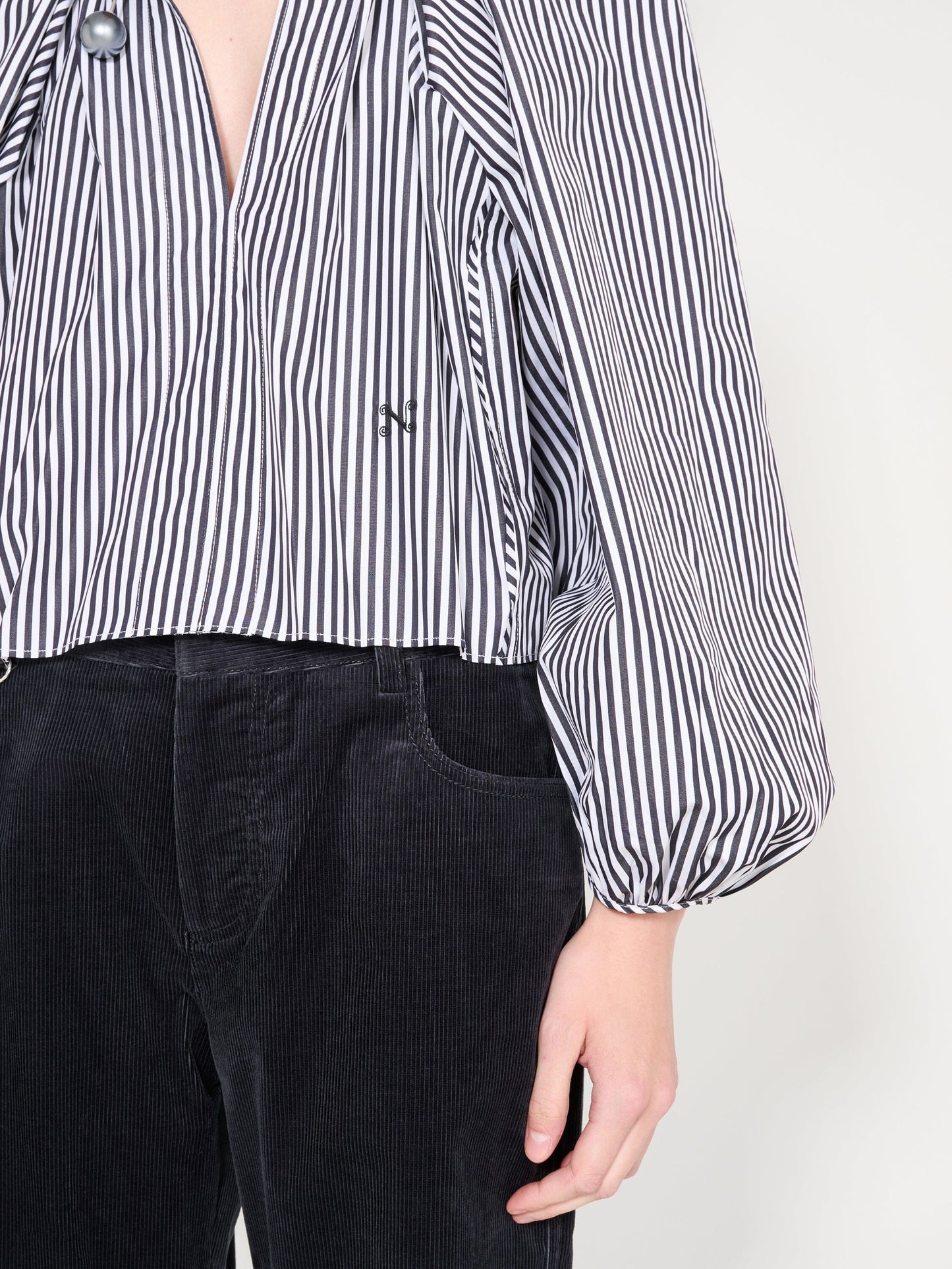 BLOUSE GRAND BAZAAR MINI RAYURES NOIRES