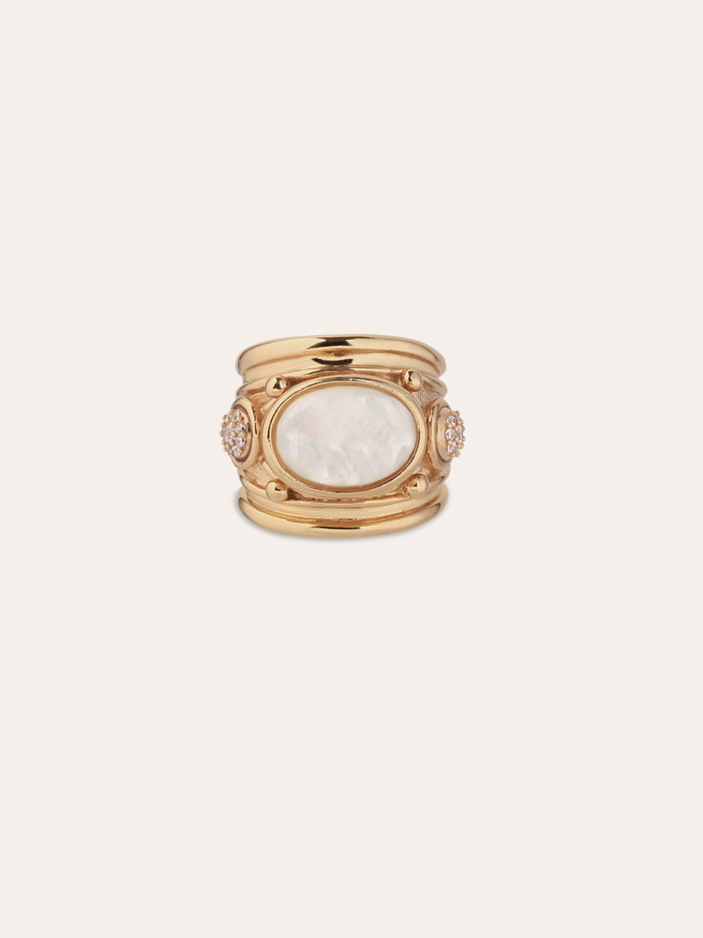 SIMONE MOTHER-OF-PEARL & RHINESTONE RING