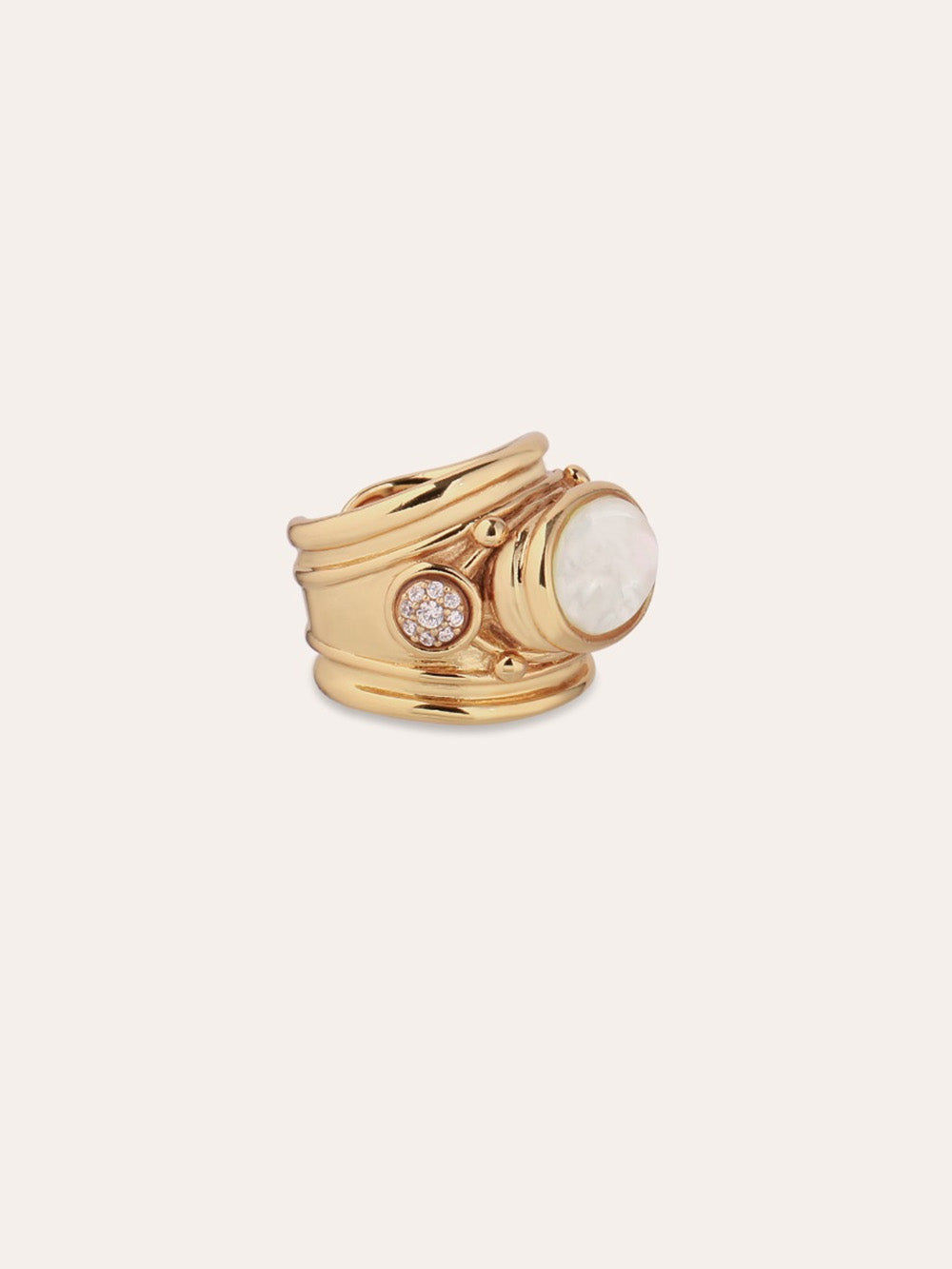 SIMONE MOTHER-OF-PEARL & RHINESTONE RING