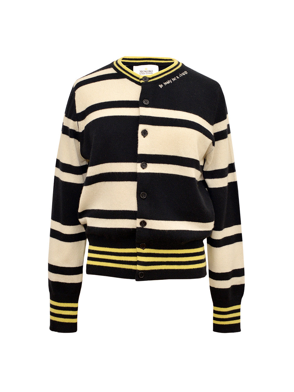 BLACK OFFSET CARDIGAN