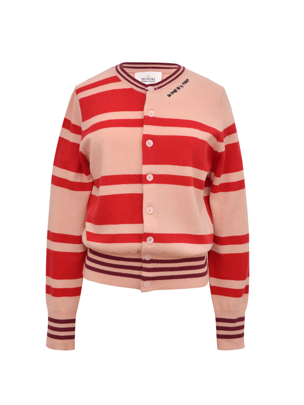 PINK OFFSET CARDIGAN