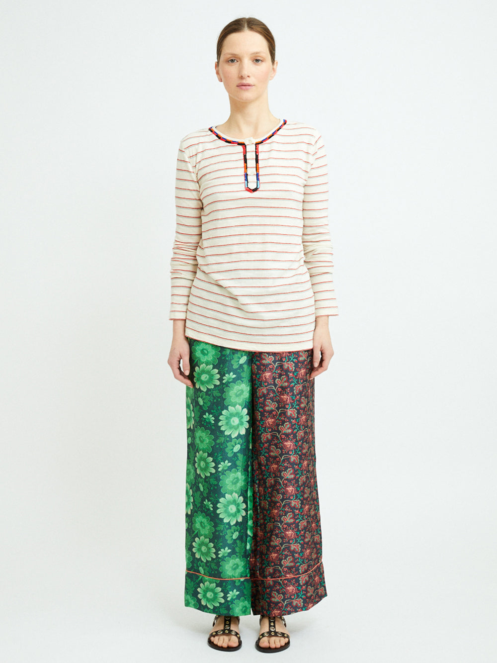 GREEN AND RED STRIPED SKIN T-SHIRT