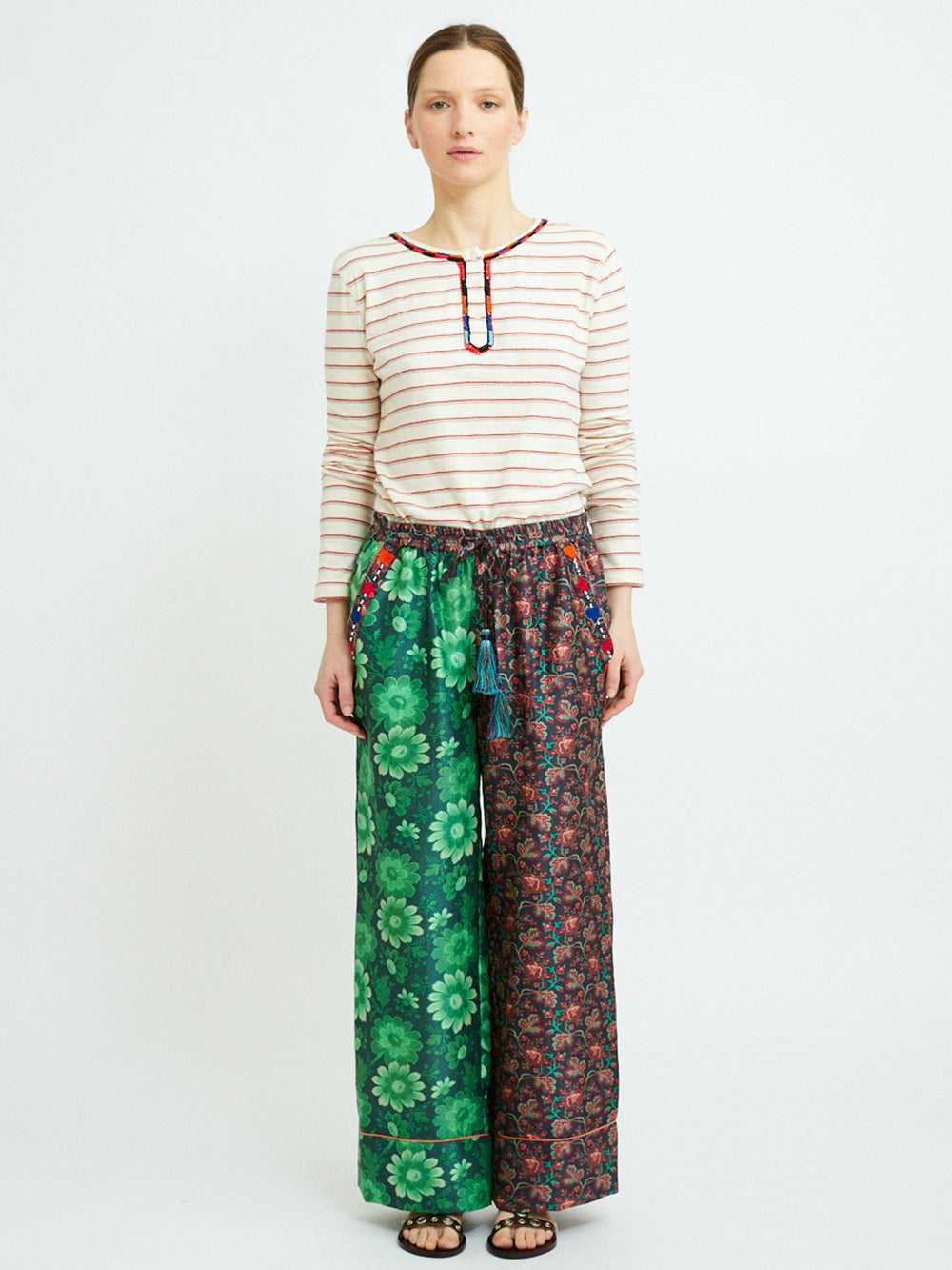 GREEN AND RED STRIPED SKIN T-SHIRT