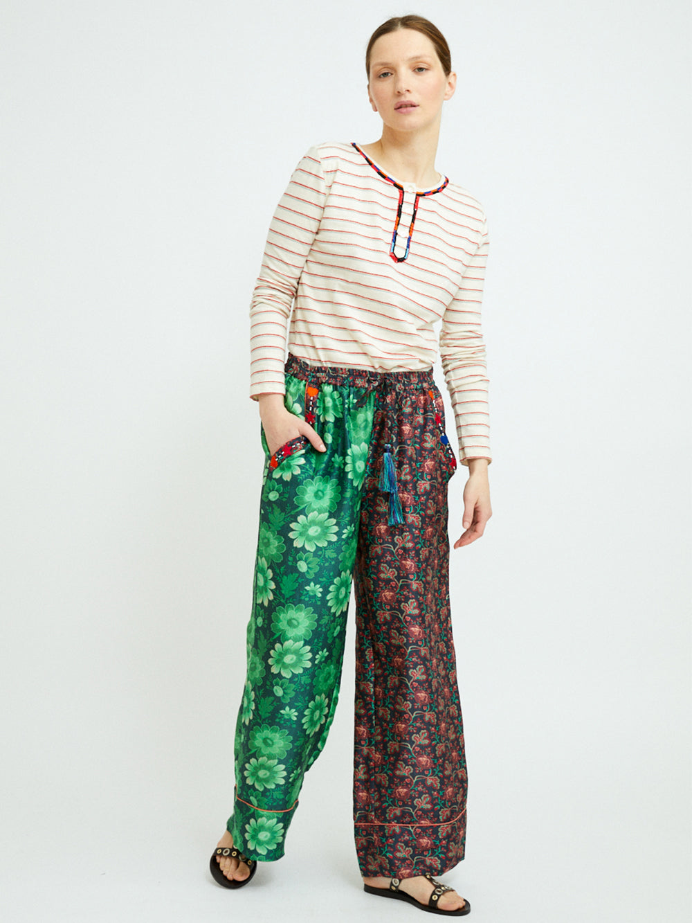 GREEN AND RED STRIPED SKIN T-SHIRT