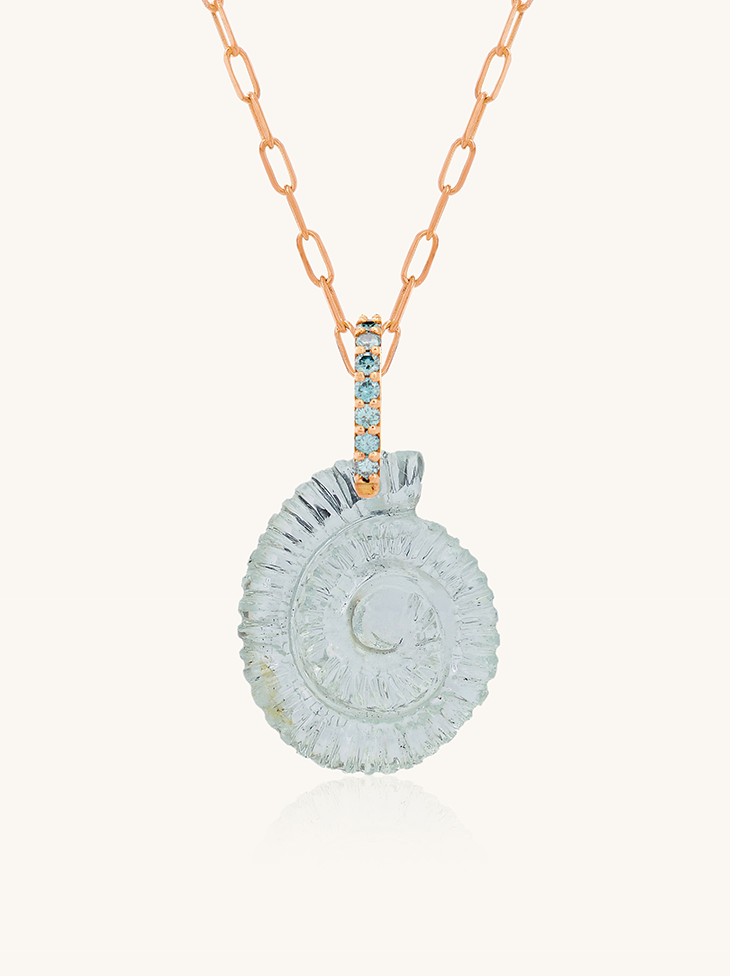PENDENTIF ESCARGOT AIGUE-MARINE