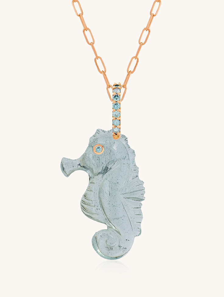 PENDENTIF HIPPOCAMPE AIGUE-MARINE