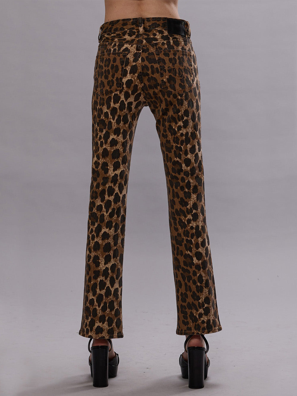 KICK FIT STONE WASHED LEOPARD JEANS