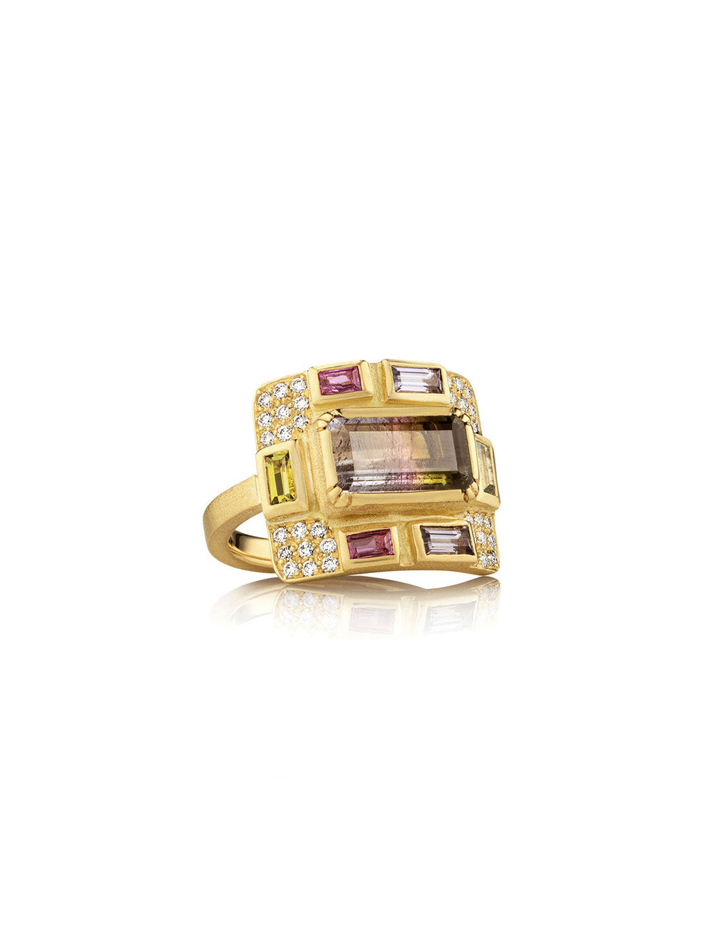 MONDRIAN TOURMALINE, SAPPHIRES & DIAMOND RING