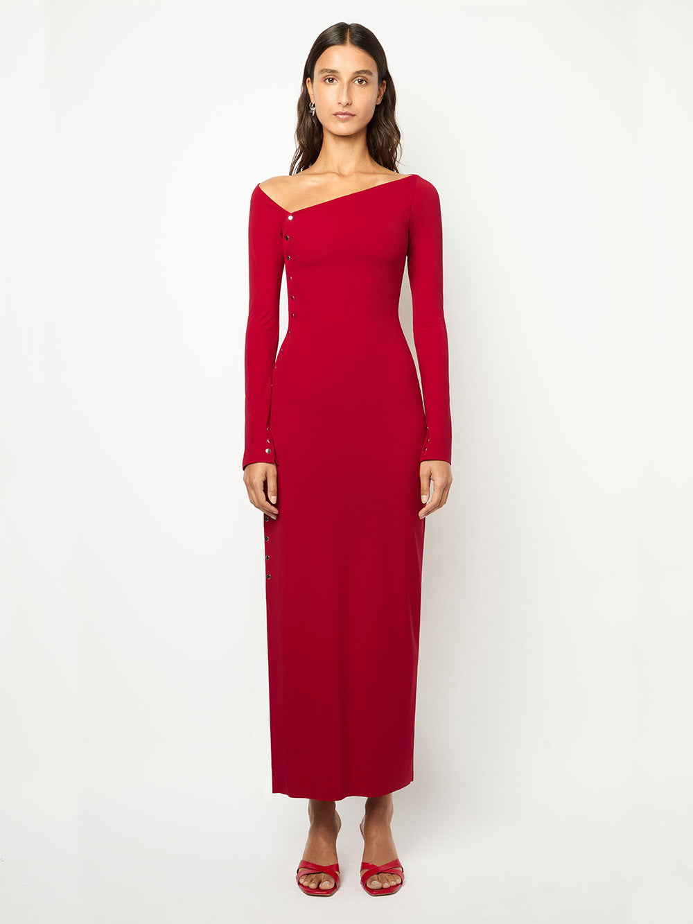 CHERRY RED ASYMMETRIC DRESS