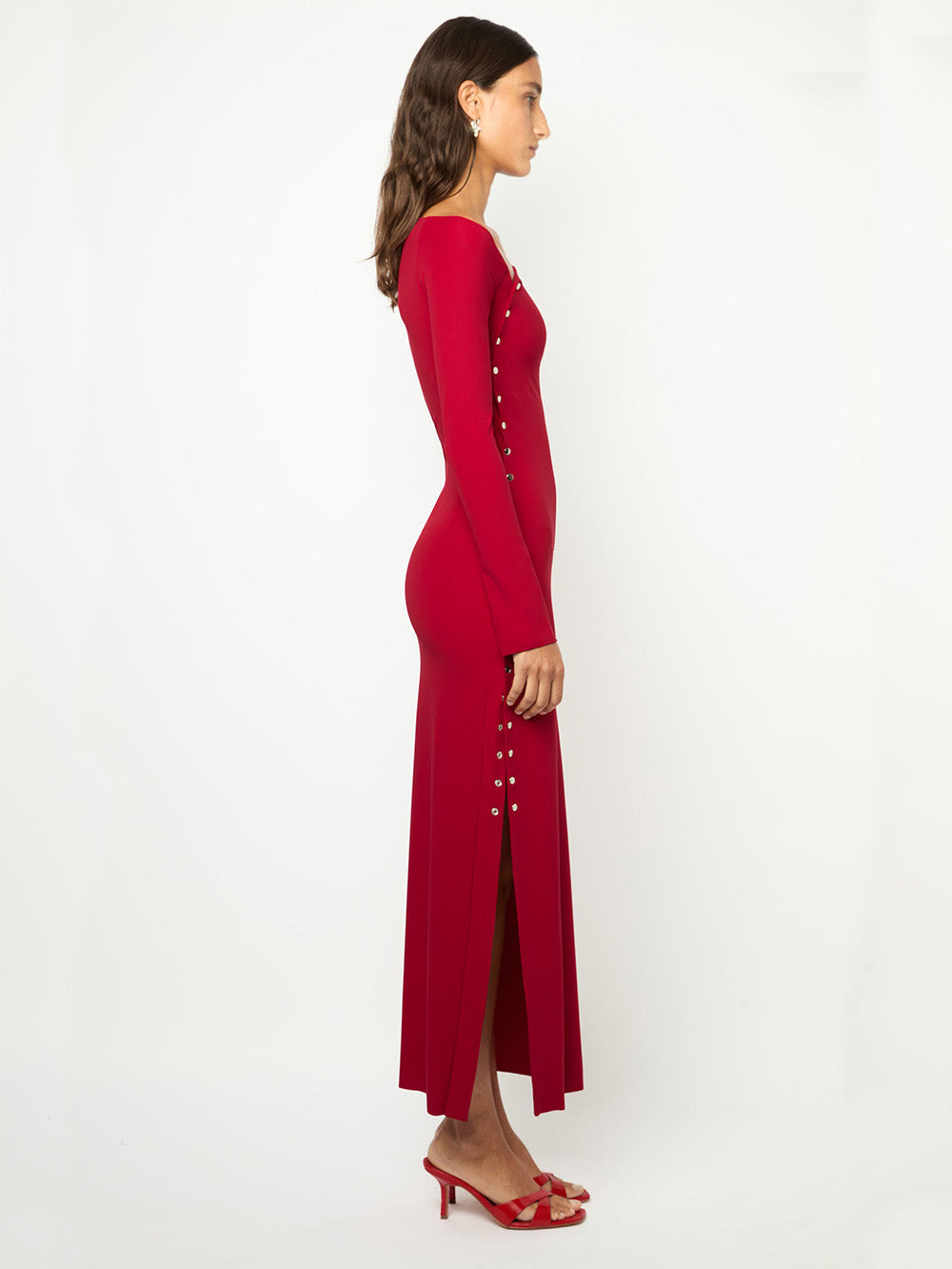 CHERRY RED ASYMMETRIC DRESS