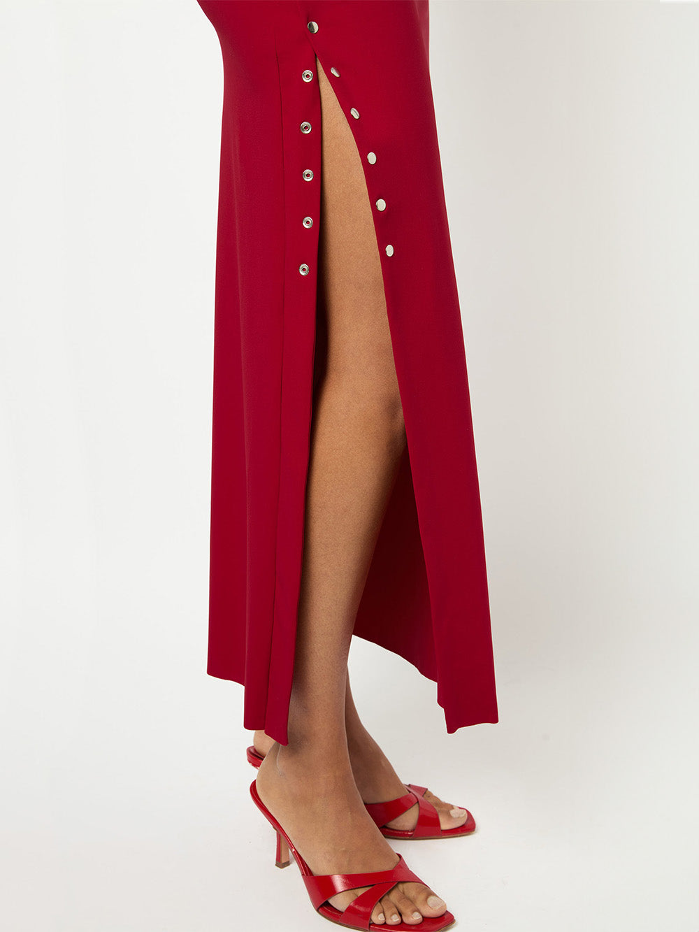CHERRY RED ASYMMETRIC DRESS