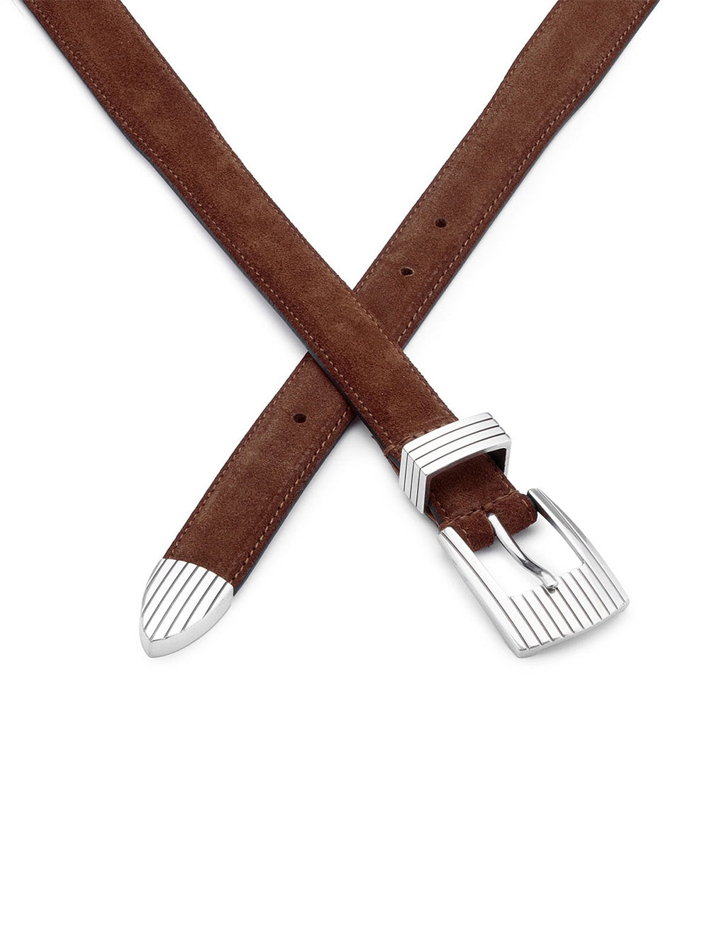CEINTURE RODEO SILVER SUEDE MARRON