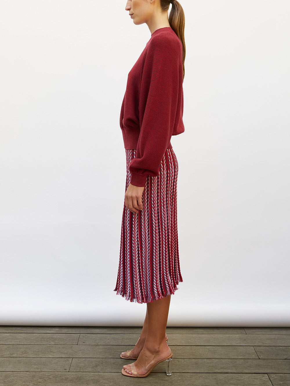 PULL JOUR ROUGE MOULINÉ