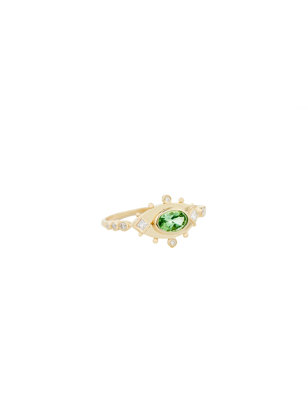 TOURMALINE AND DIAMONDS EYE RING