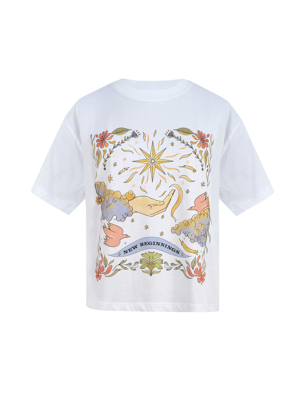 T-SHIRT NEW BEGINNINGS BLANC