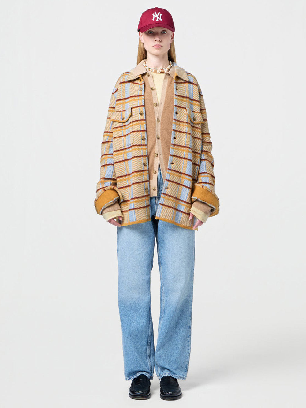 CHEMISE PLAID WORK CURRY