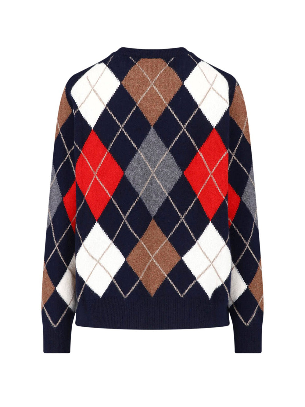 AVA ARGYLE ROUND NECK SWEATER NAVY WHITE RED