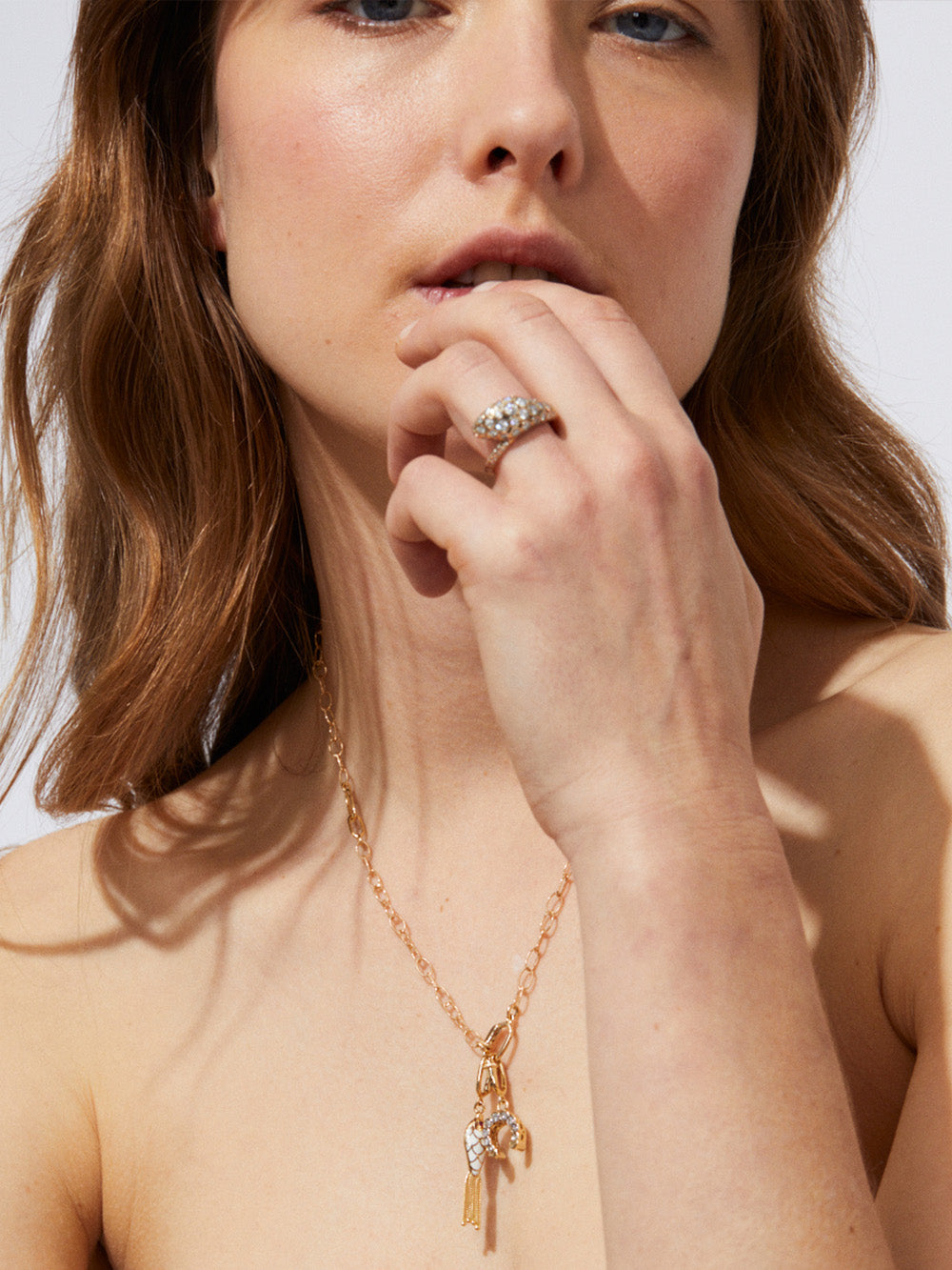 BASILIK YELLOW GOLD AND DIAMOND RING