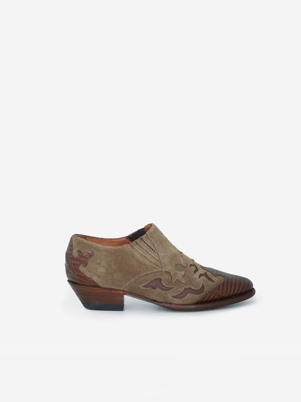 MAGIC SUEDE LIZARD BROWN ANKLE BOOTS