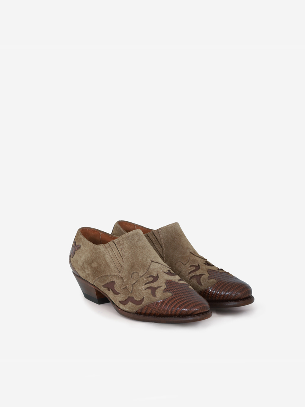 MAGIC SUEDE LIZARD BROWN ANKLE BOOTS