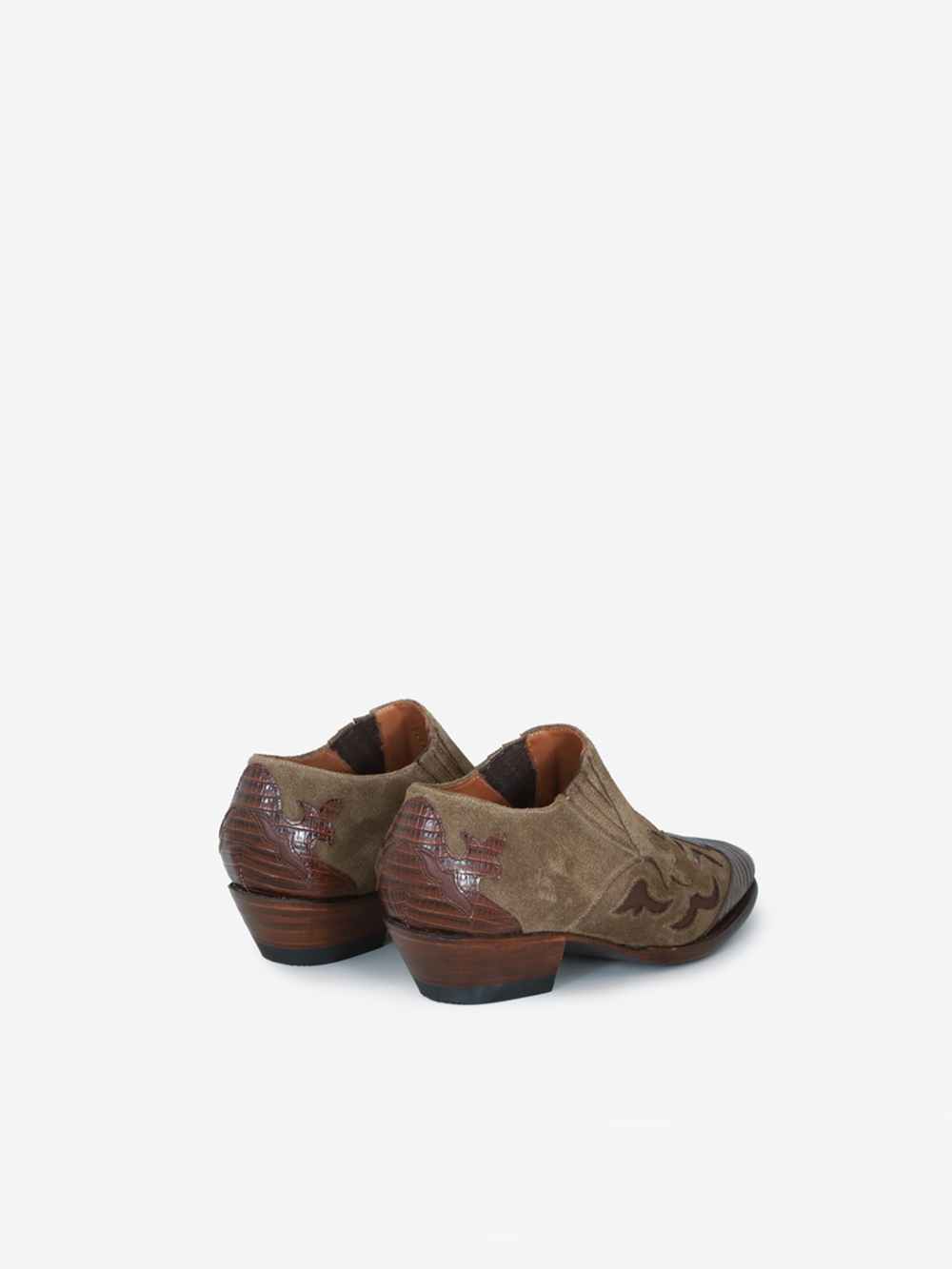 MAGIC SUEDE LIZARD BROWN ANKLE BOOTS