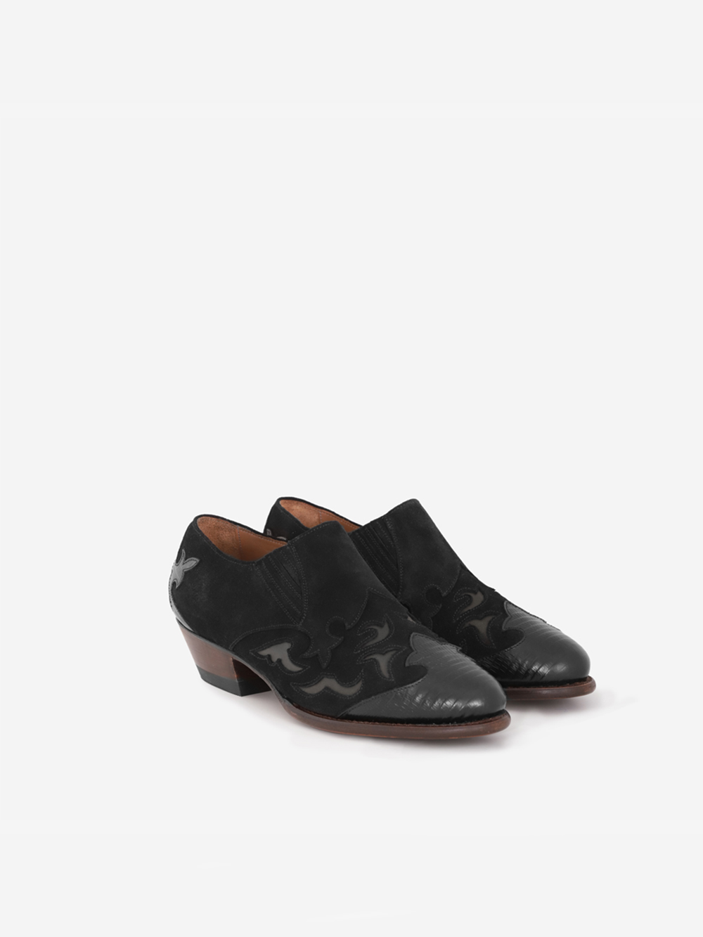 MAGIC SUEDE LIZARD BLACK ANKLE BOOTS