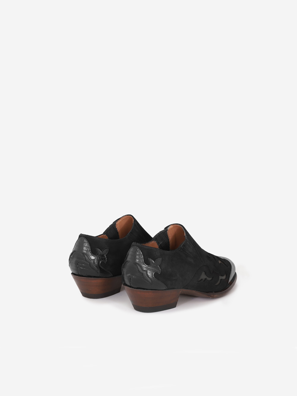 MAGIC SUEDE LIZARD BLACK ANKLE BOOTS