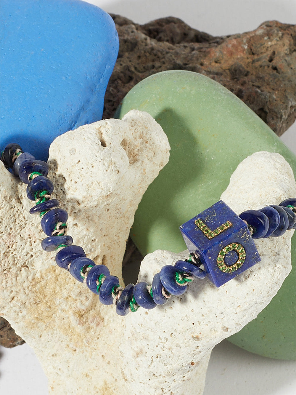 COLLIER CUBIX LOVE LAPIS ET TSAVORITES