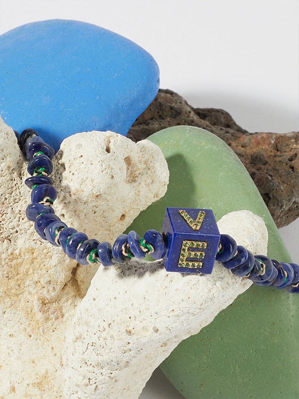 COLLIER CUBIX LOVE LAPIS ET TSAVORITES