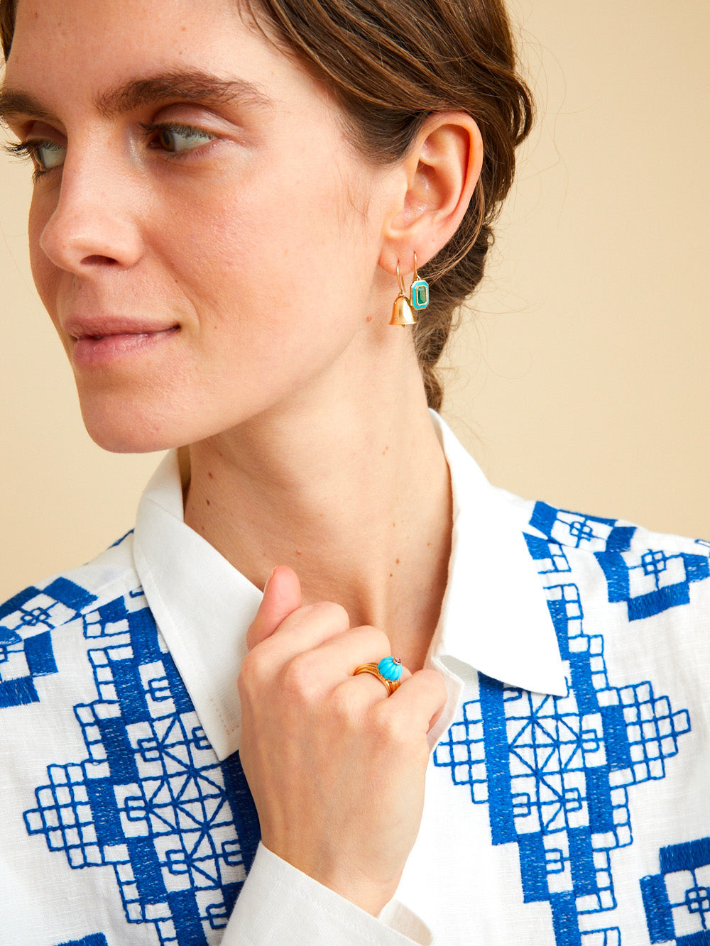 YELLOW GOLD BELL EARRING