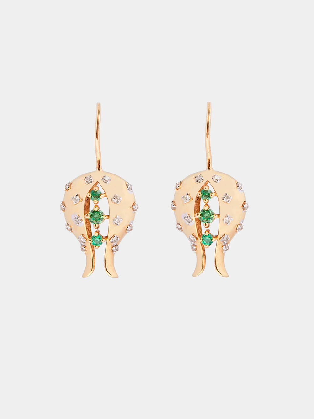 BOUCLES D'OREILLES FLEURS TSAVORITES ET DIAMANTS