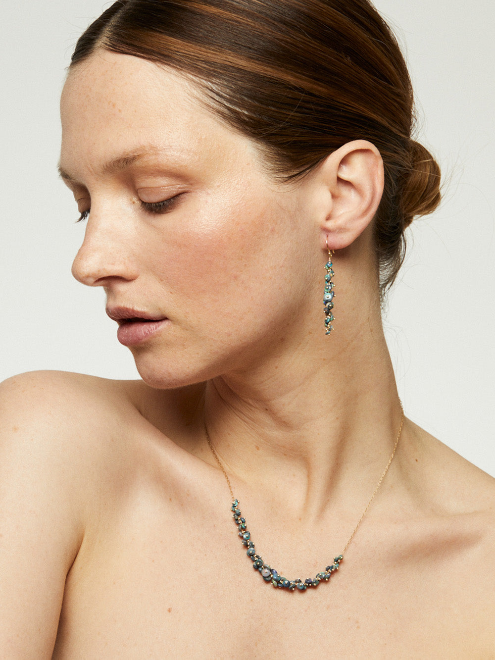 LONG SPIRAL BLACK OPAL EARRINGS