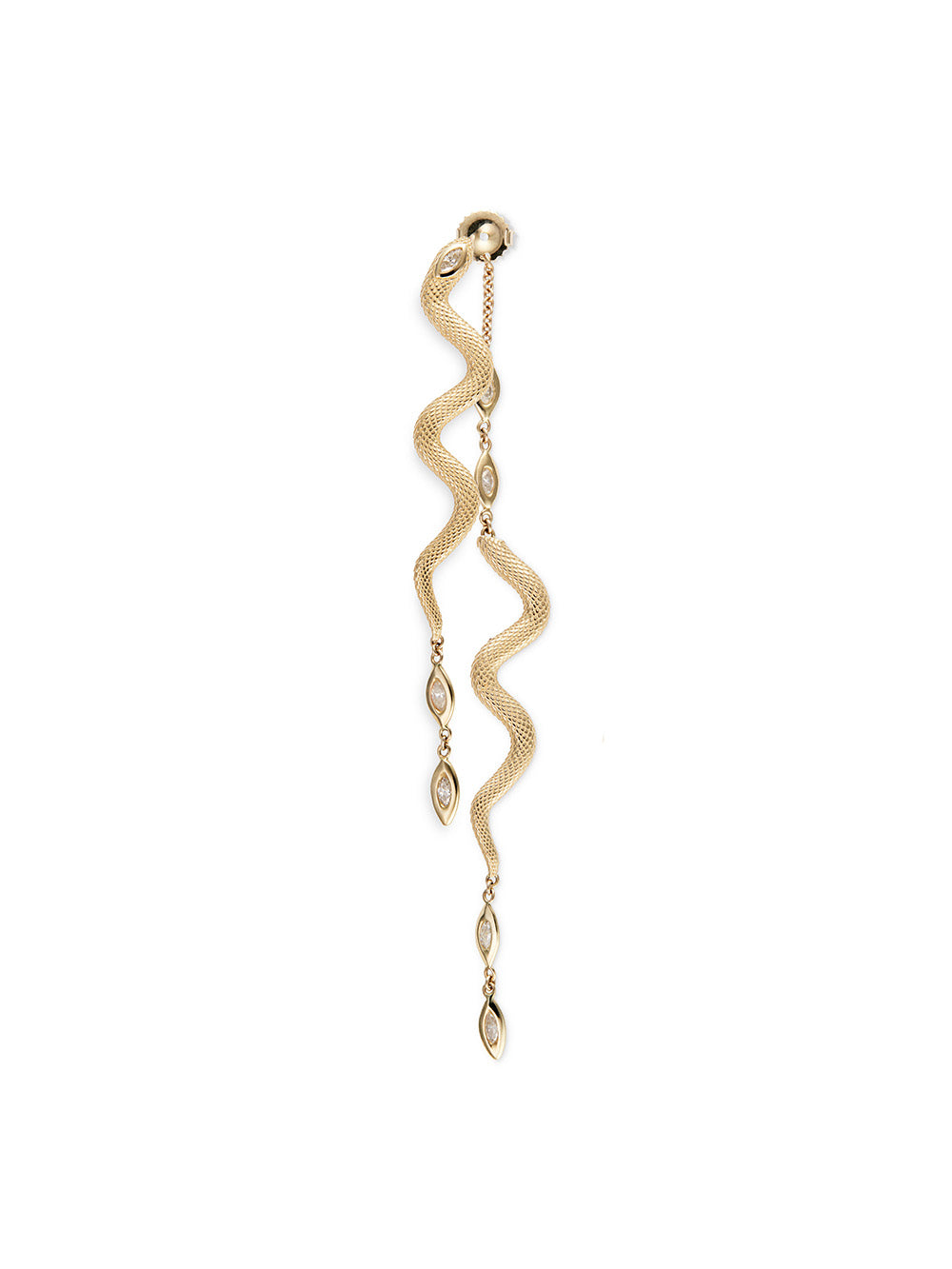 BOUCLE D'OREILLE SERPENT TEXTURÉ ET DIAMANTS