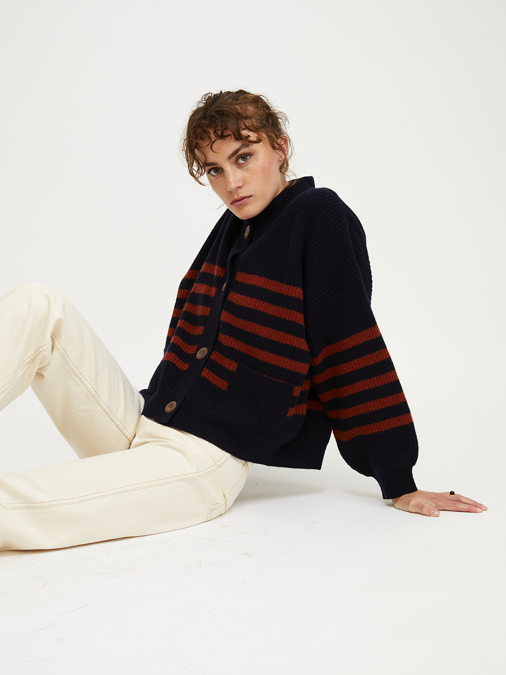 CARDIGAN ROY STRIPES HARISSA NAVY
