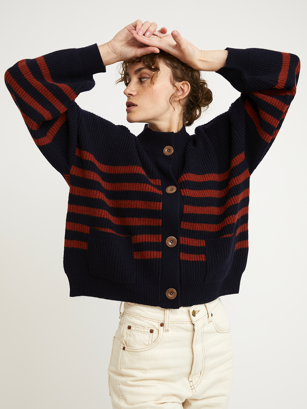 CARDIGAN ROY STRIPES HARISSA NAVY