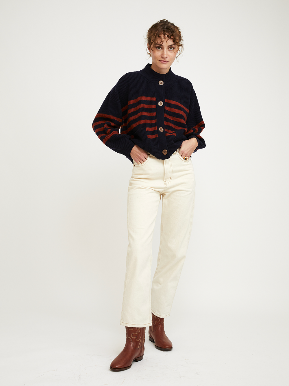 CARDIGAN ROY STRIPES HARISSA NAVY