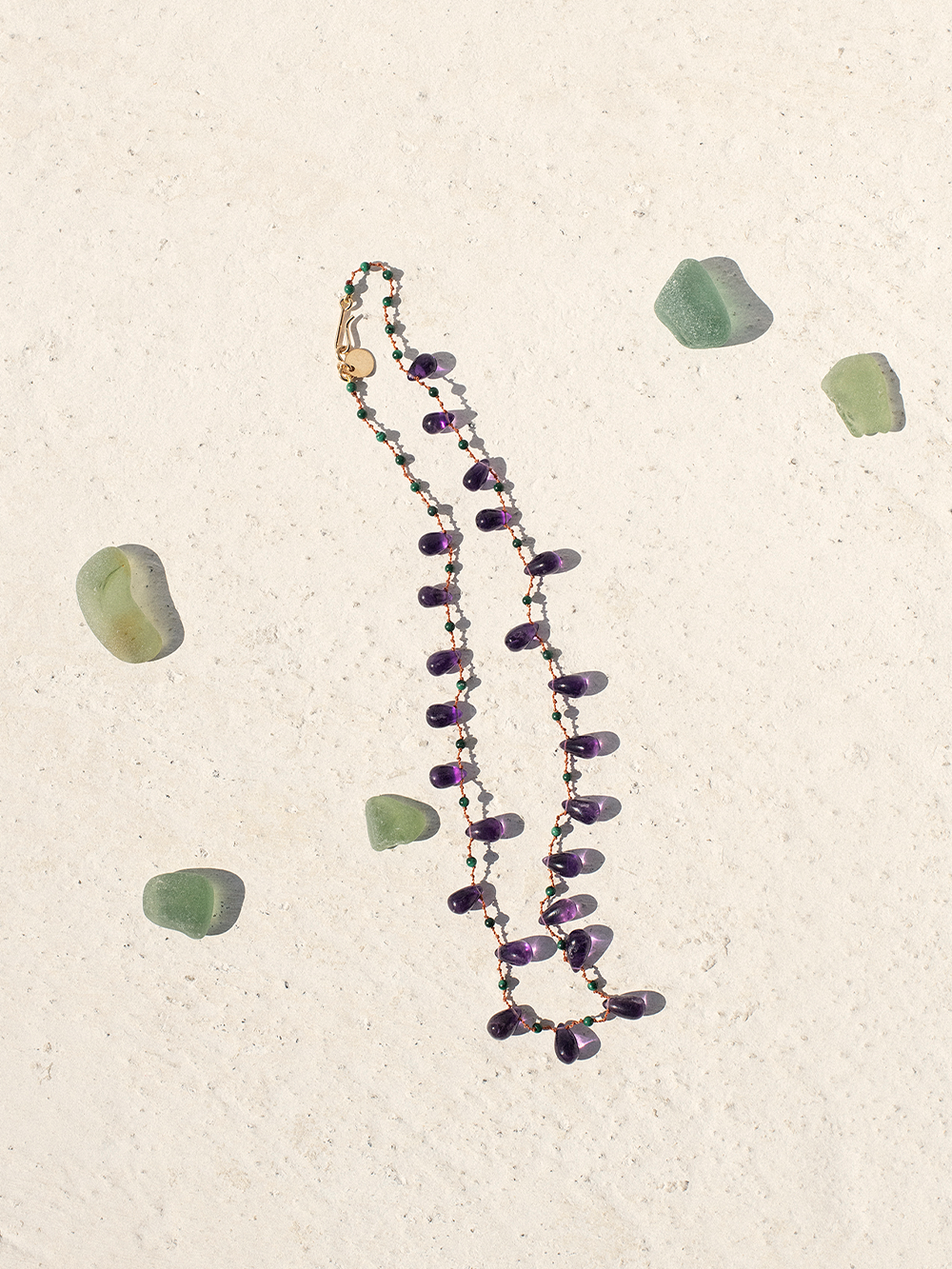 YOUNGTOWN AMETHYST AND MALACHITE NECKLACE