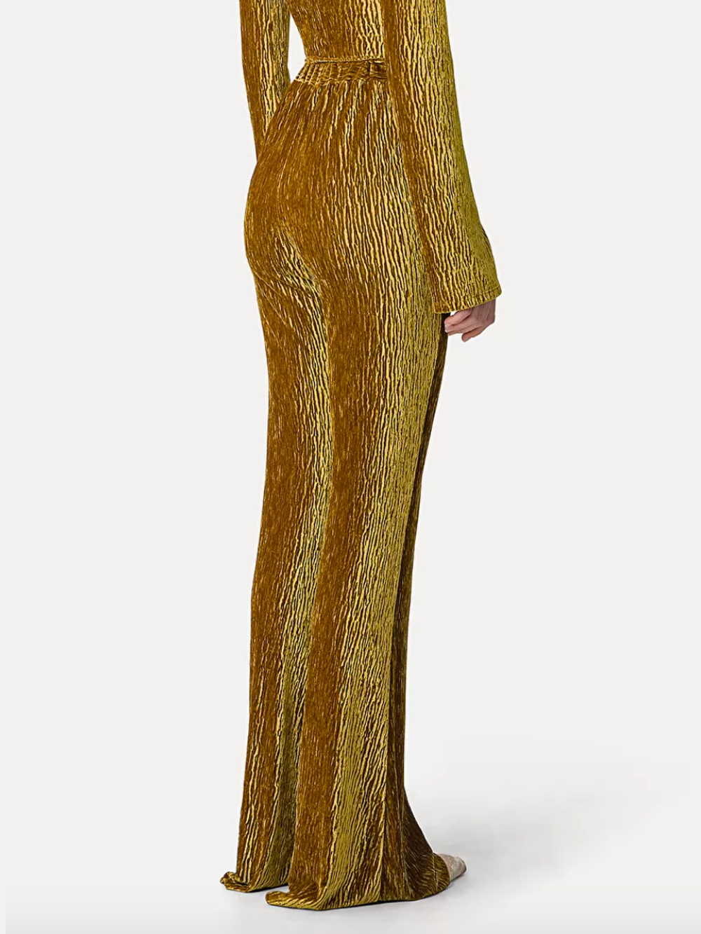 PANTALON FLARE EN VELOURS DE PANNE WARM GOLD