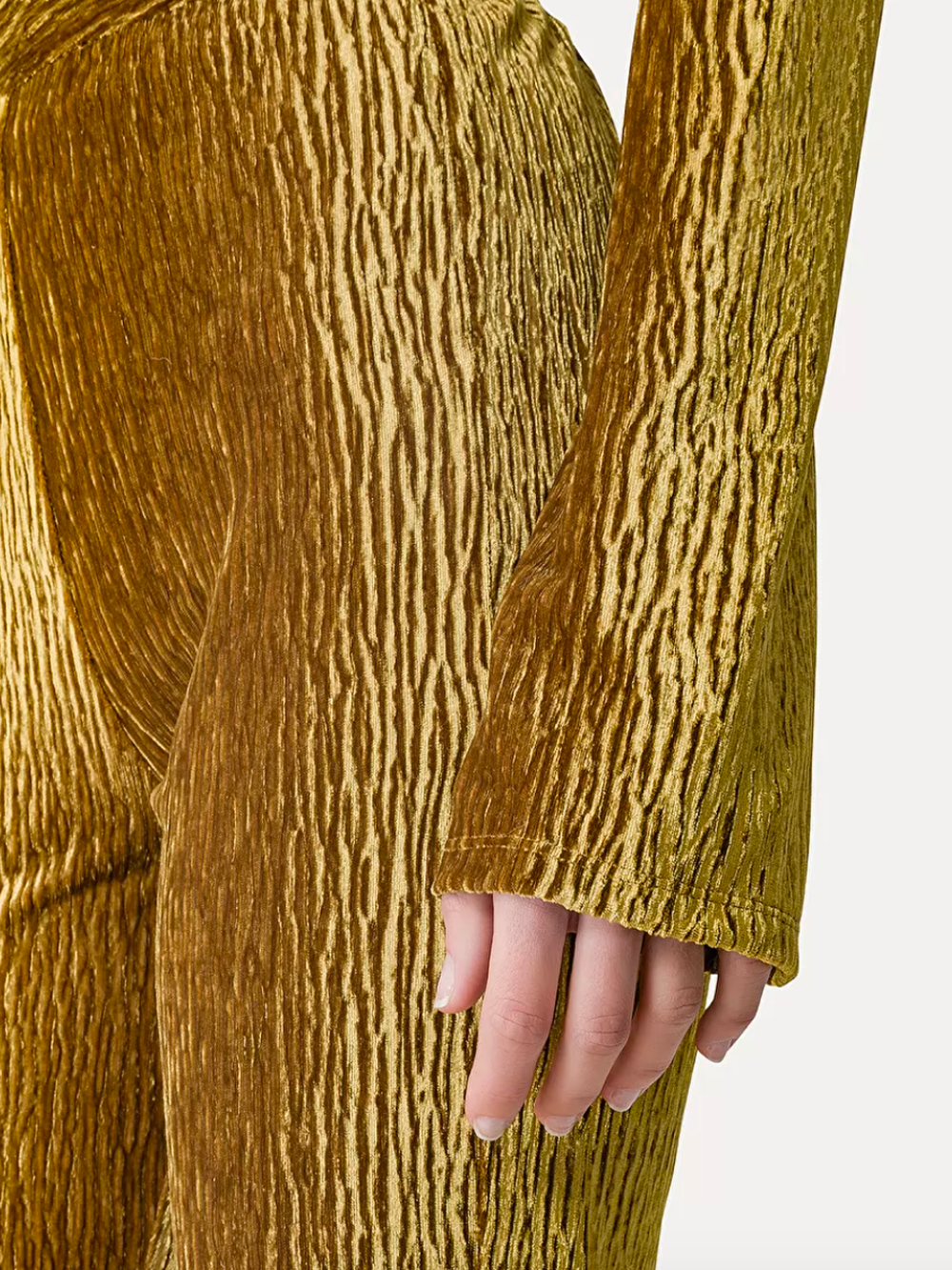 PANTALON FLARE EN VELOURS DE PANNE WARM GOLD