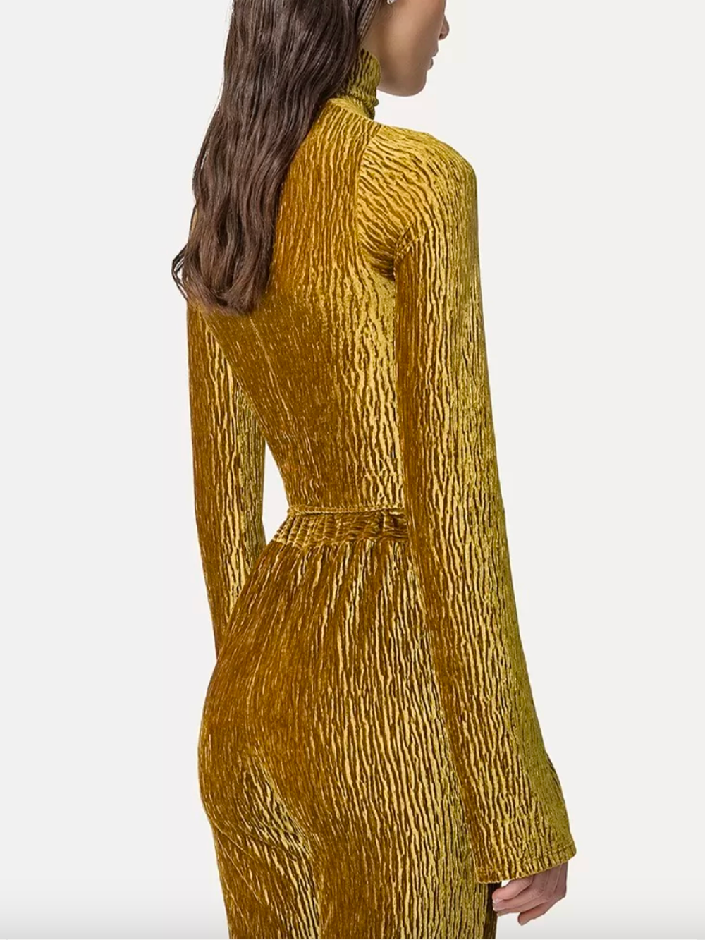 TOP À COL ROULÉ EN VELOURS DE PANNE WARM GOLD