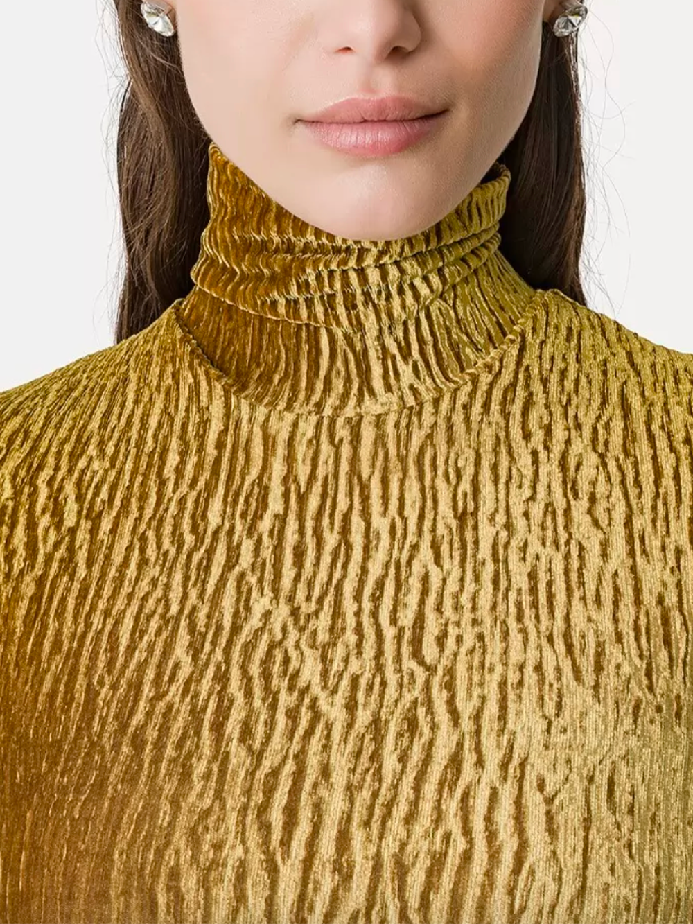 TOP À COL ROULÉ EN VELOURS DE PANNE WARM GOLD