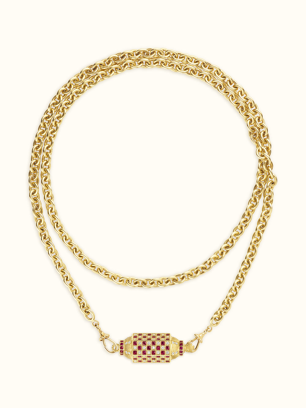 COLLAR LOCKET CHECK RUBIS & DIAMONDS