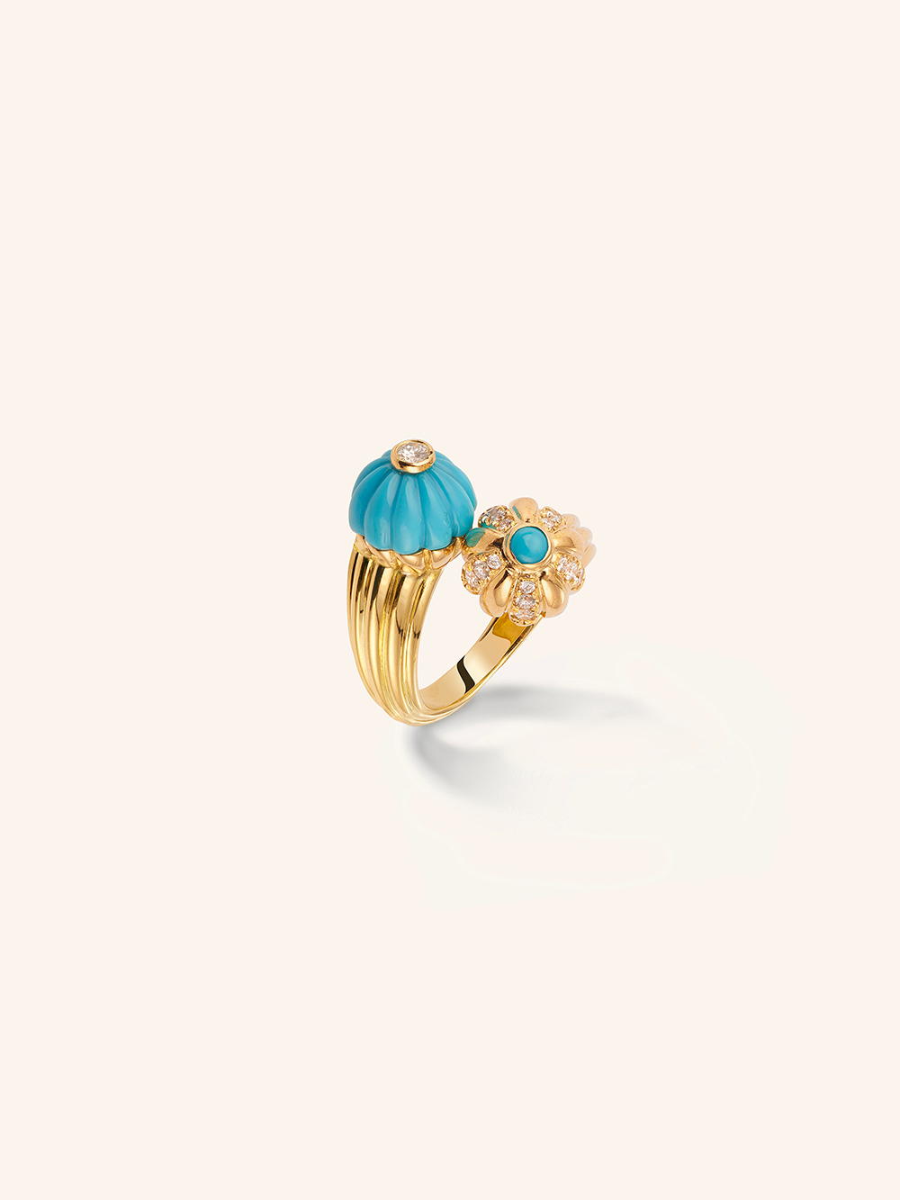 BAGUE DOUBLE GELATO TURQUOISE ET DIAMANTS