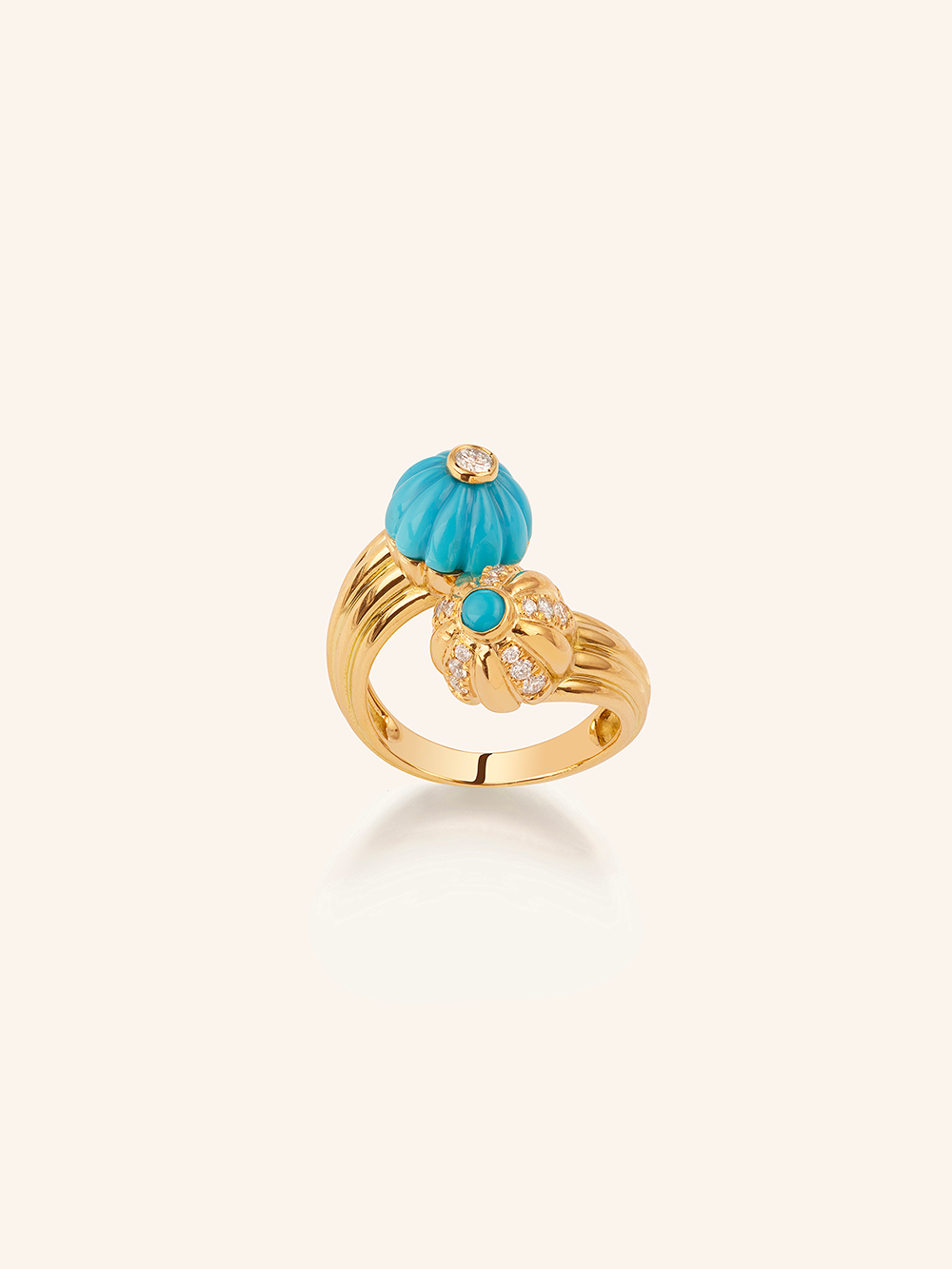 BAGUE DOUBLE GELATO TURQUOISE ET DIAMANTS