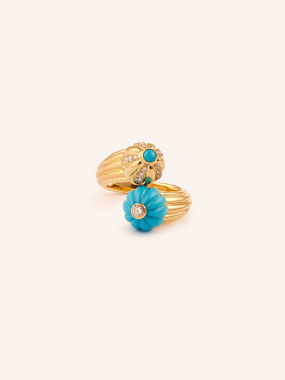 BAGUE DOUBLE GELATO TURQUOISE ET DIAMANTS