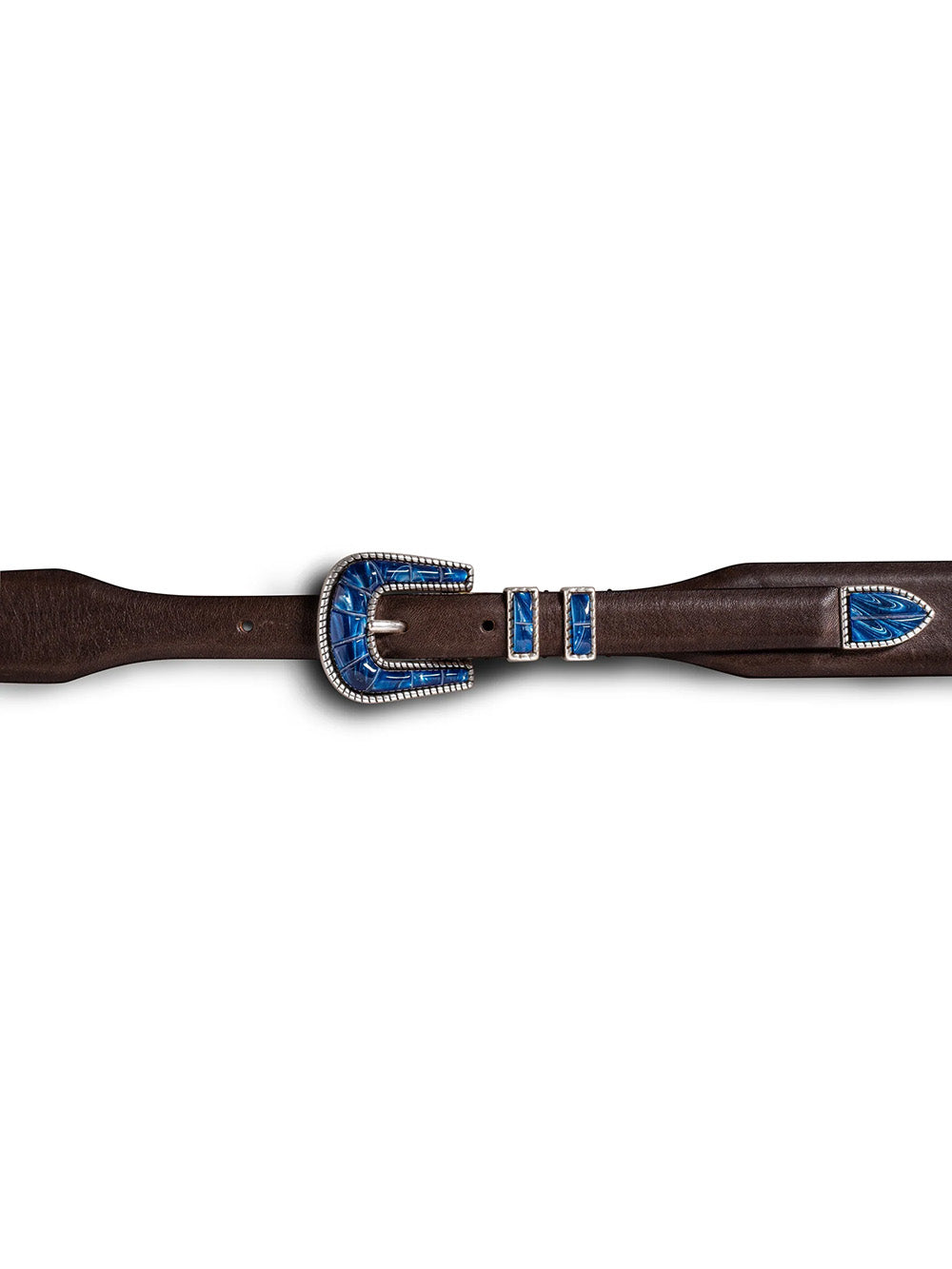 CRAZY LEATHER BELT BROWN LAPIS